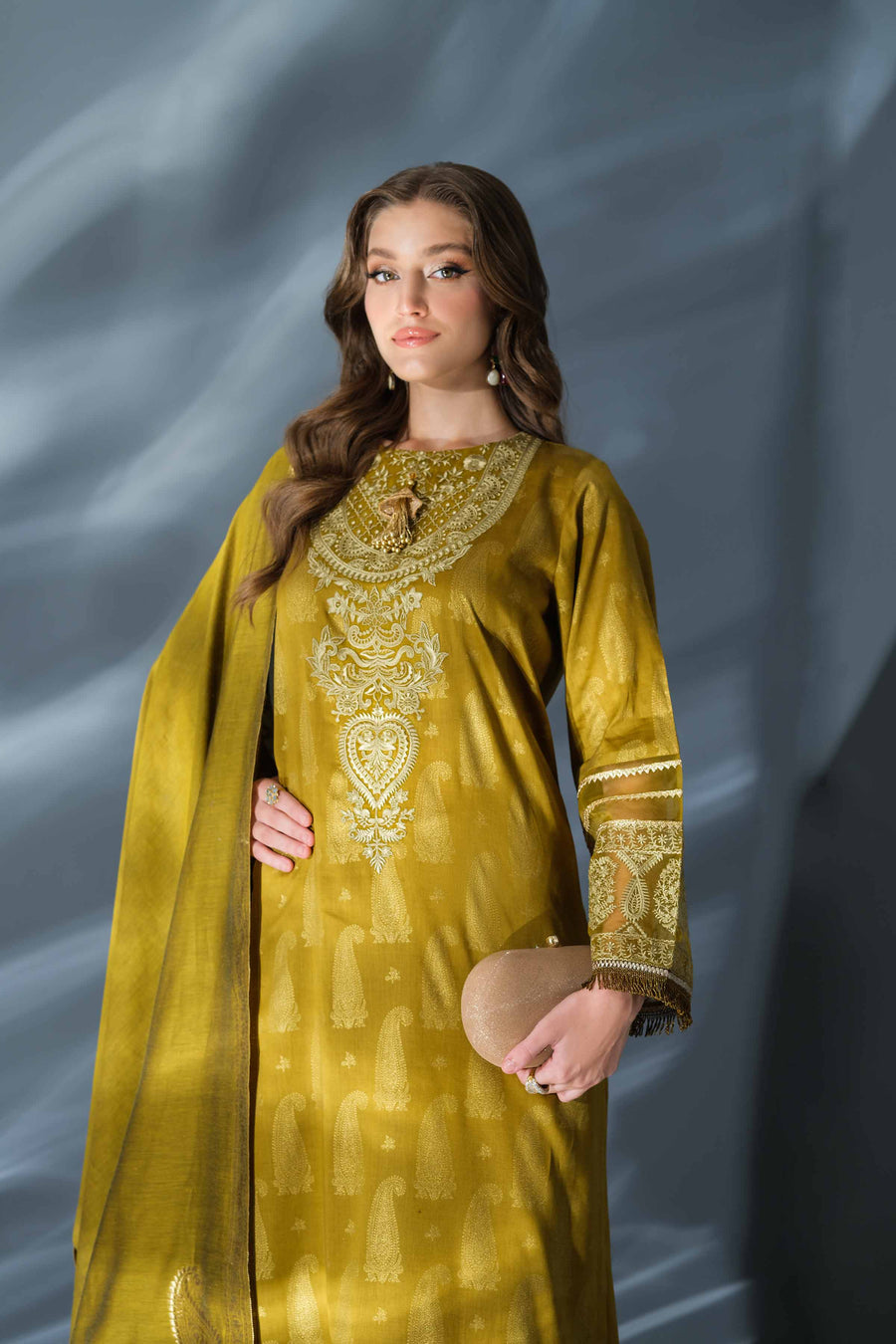Nishat Festive Eid Embroidered Sateen Unstitched 3Pc Suit - 42401367