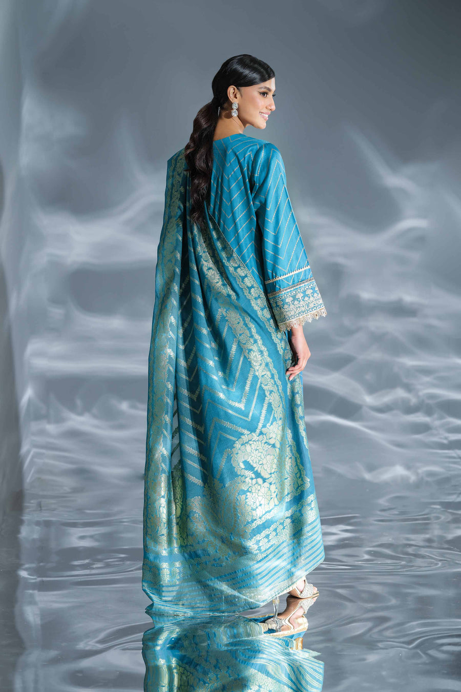 Nishat Festive Eid Embroidered Sateen Unstitched 3Pc Suit - 42401371