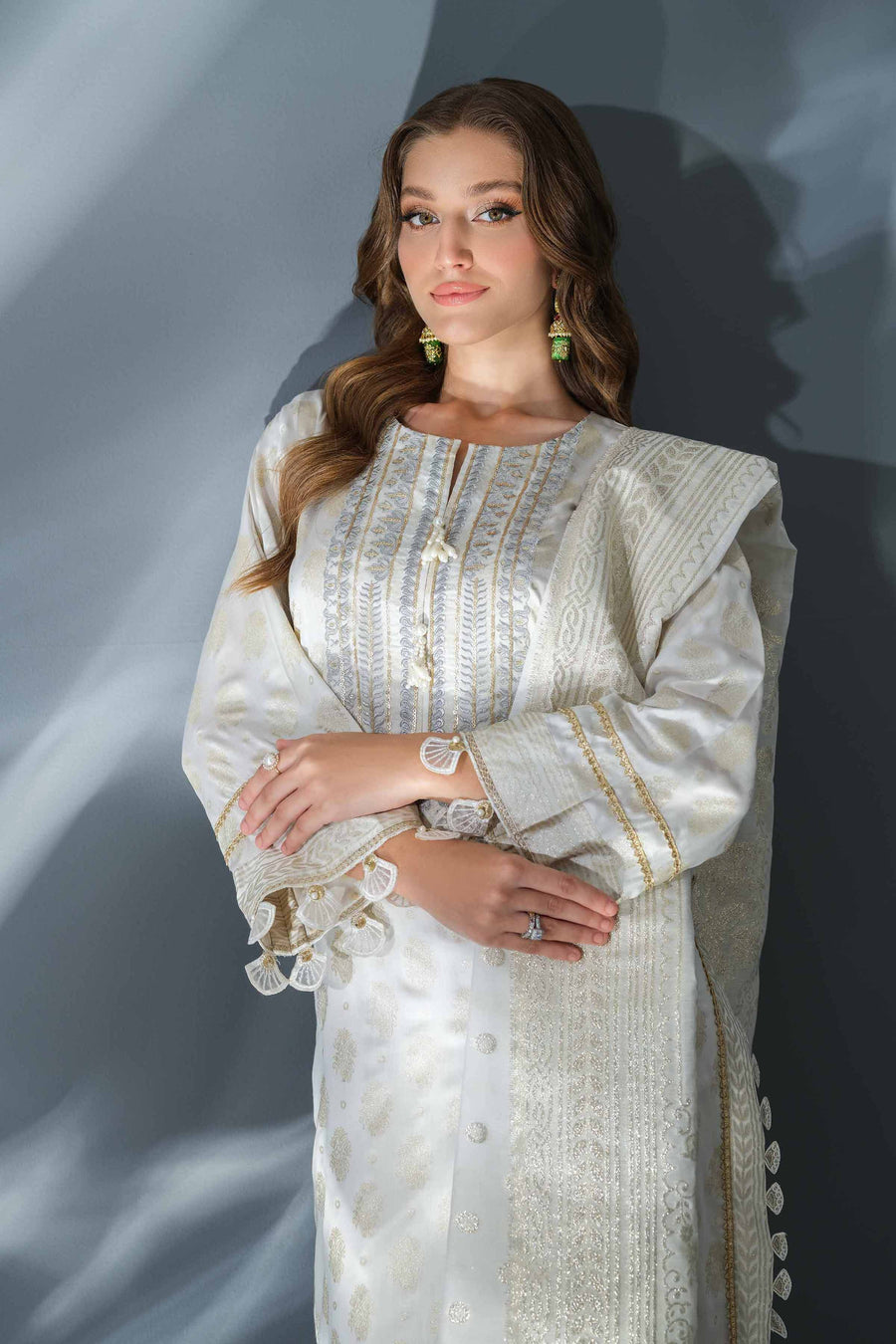 Nishat Festive Eid Embroidered Sateen Unstitched 3Pc Suit - 42401372