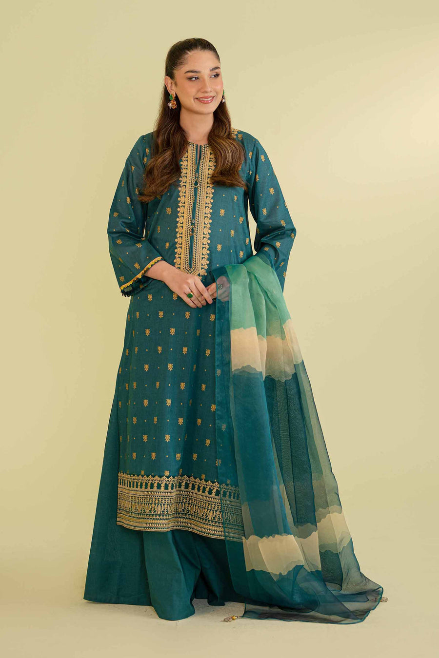 Nishat Festive Eid Embroidered Lawn Unstitched 3Pc Suit - 42401393
