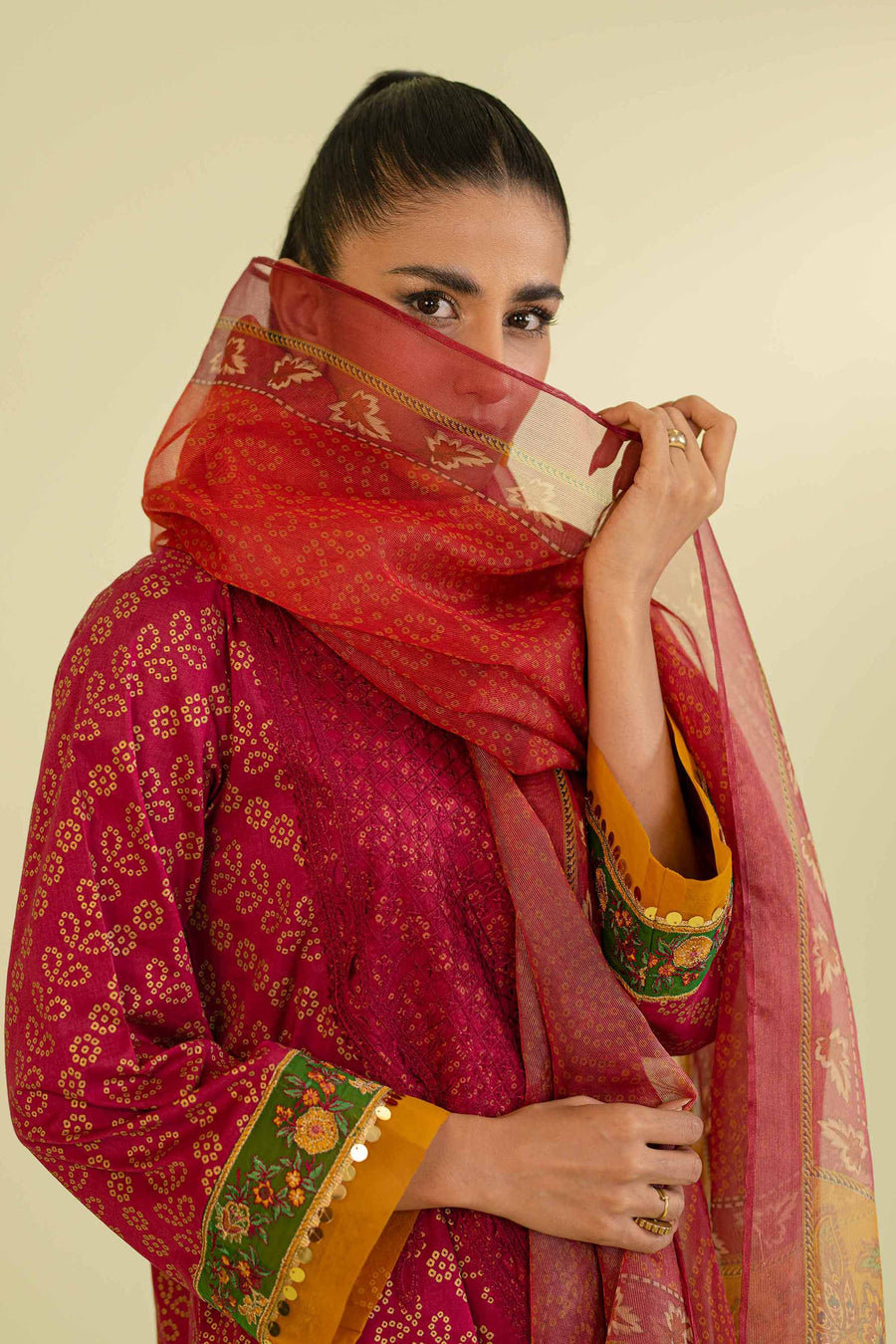 Nishat Festive Eid Embroidered Lawn Unstitched 3Pc Suit - 42401396