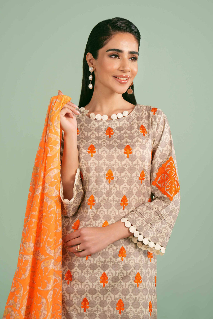 Nishat Festive Eid Embroidered Lawn Unstitched 3Pc Suit - 42401402