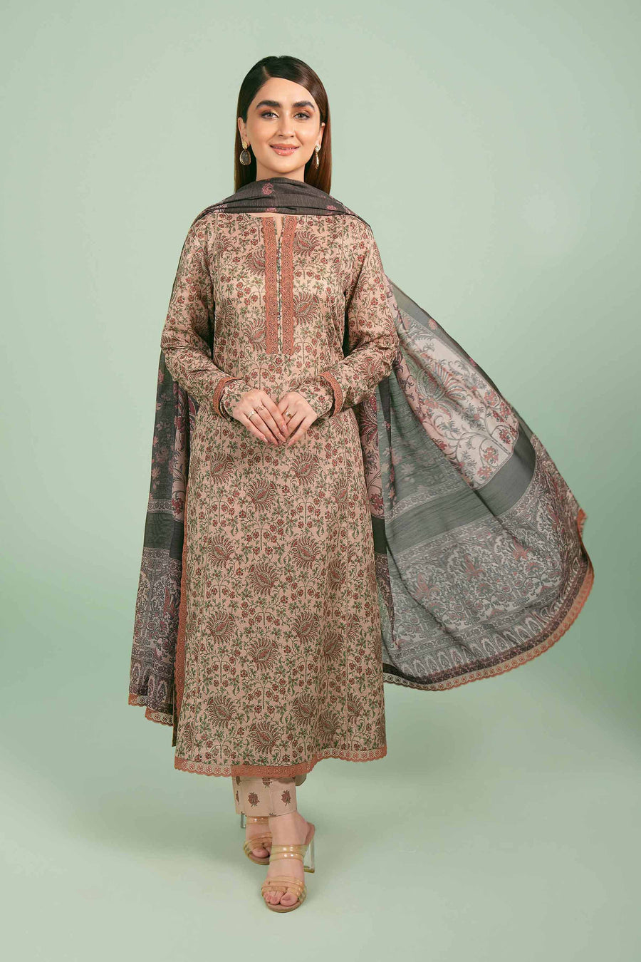Nishat Festive Eid Printed Lawn Unstitched 3Pc Suit - 42401416