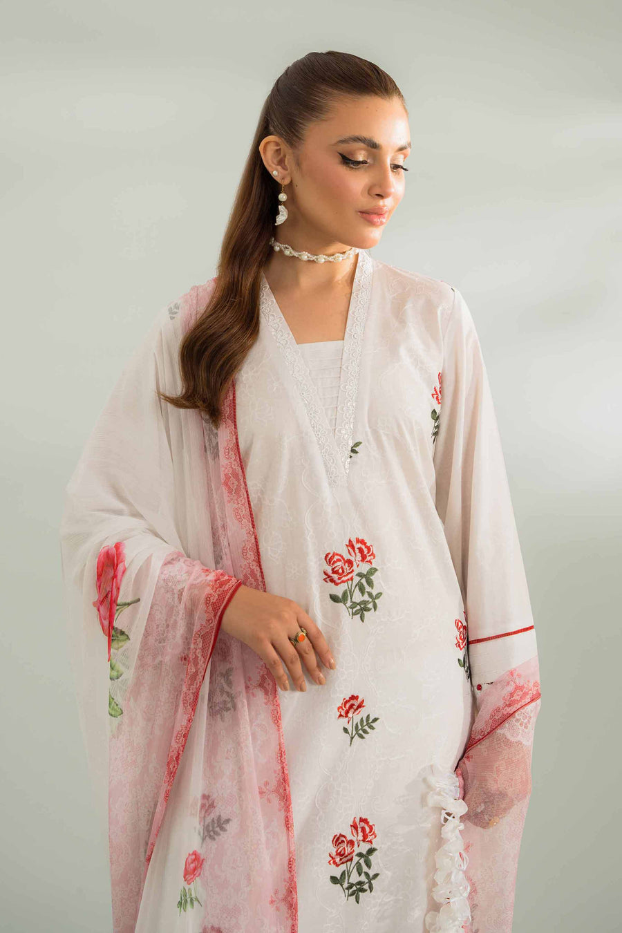 Nishat Festive Eid Embroidered Cambric Unstitched 3Pc Suit - 42401430