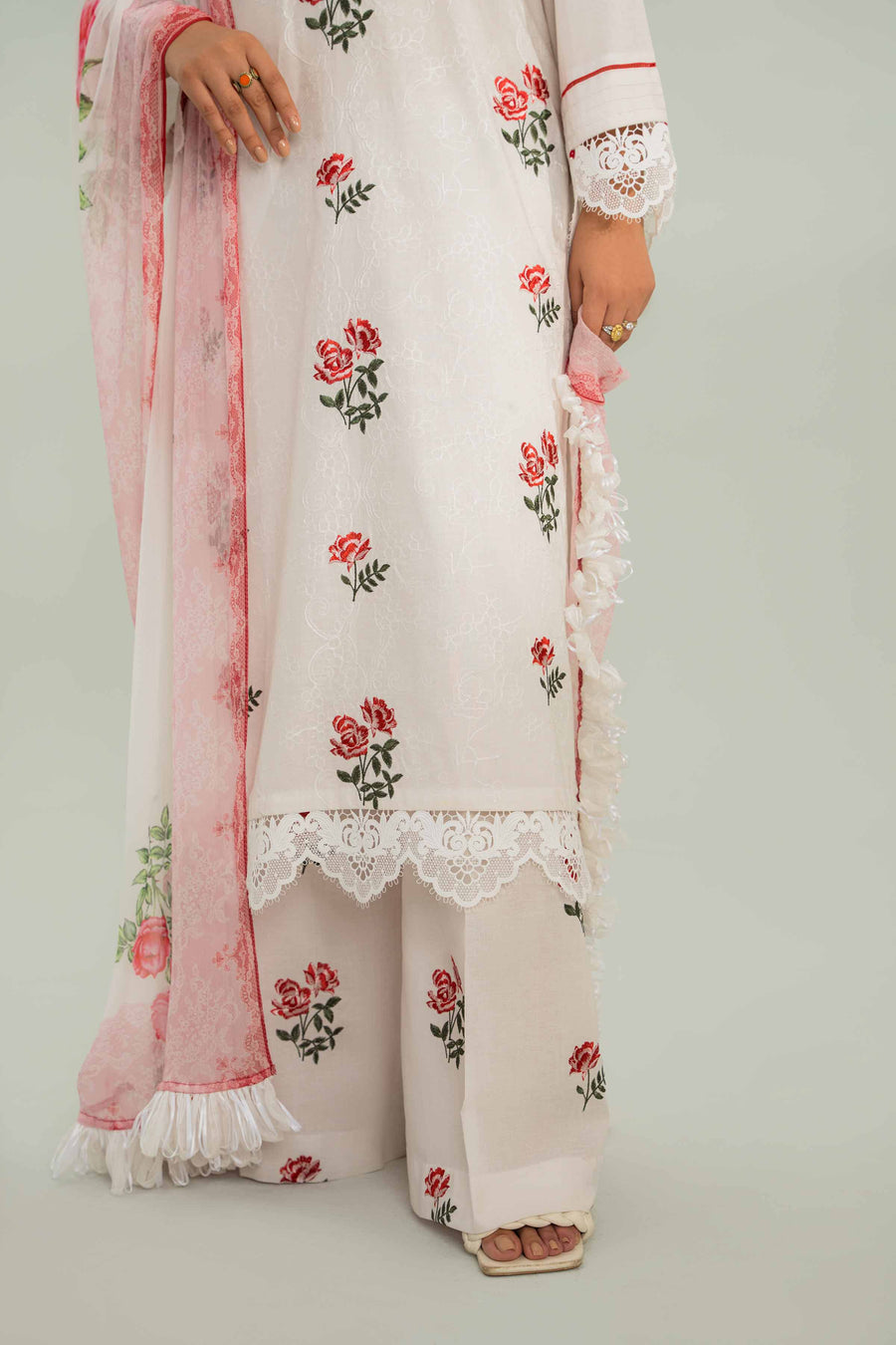 Nishat Festive Eid Embroidered Cambric Unstitched 3Pc Suit - 42401430