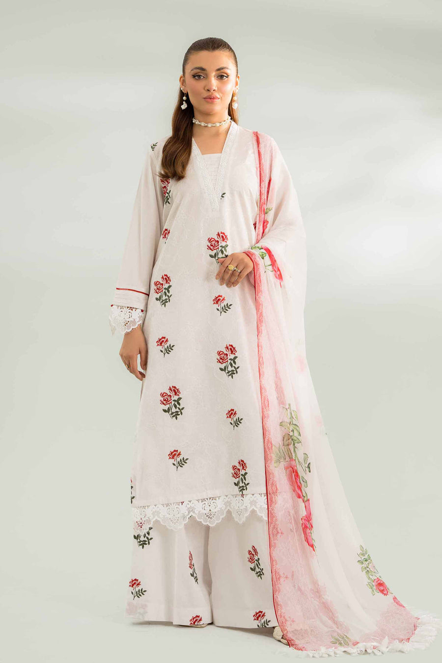 Nishat Festive Eid Embroidered Cambric Unstitched 3Pc Suit - 42401430
