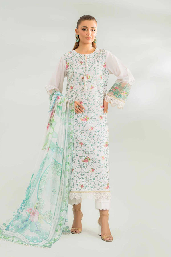 Nishat Festive Eid Embroidered Cambric Unstitched 3Pc Suit - 42401438