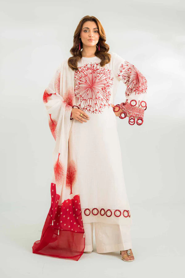 Nishat Festive Eid Embroidered Lawn Unstitched 3Pc Suit - 42401443