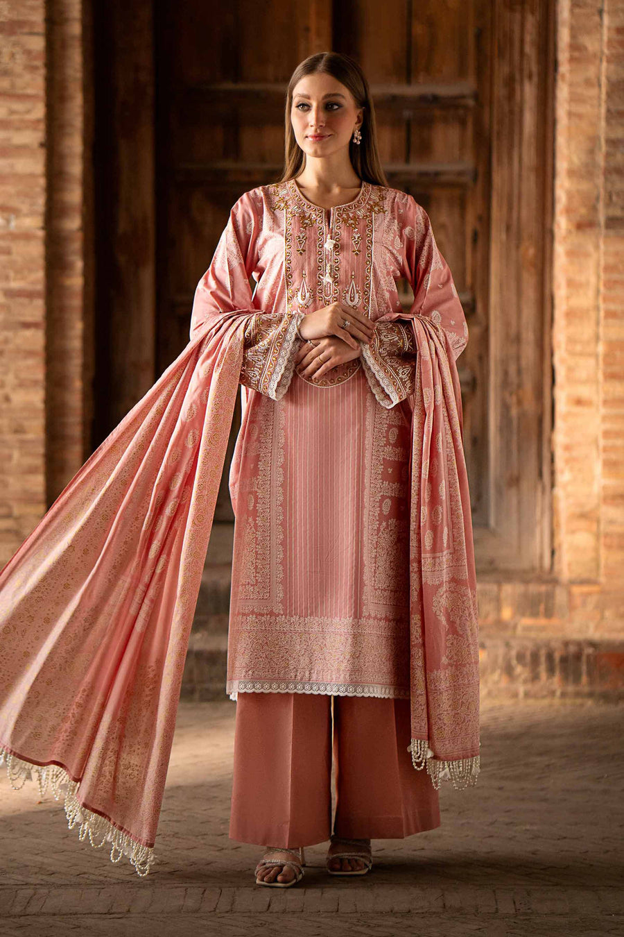 Nishat Summer Unstitched Embroidered Lawn 3Pc Suit - 42401895