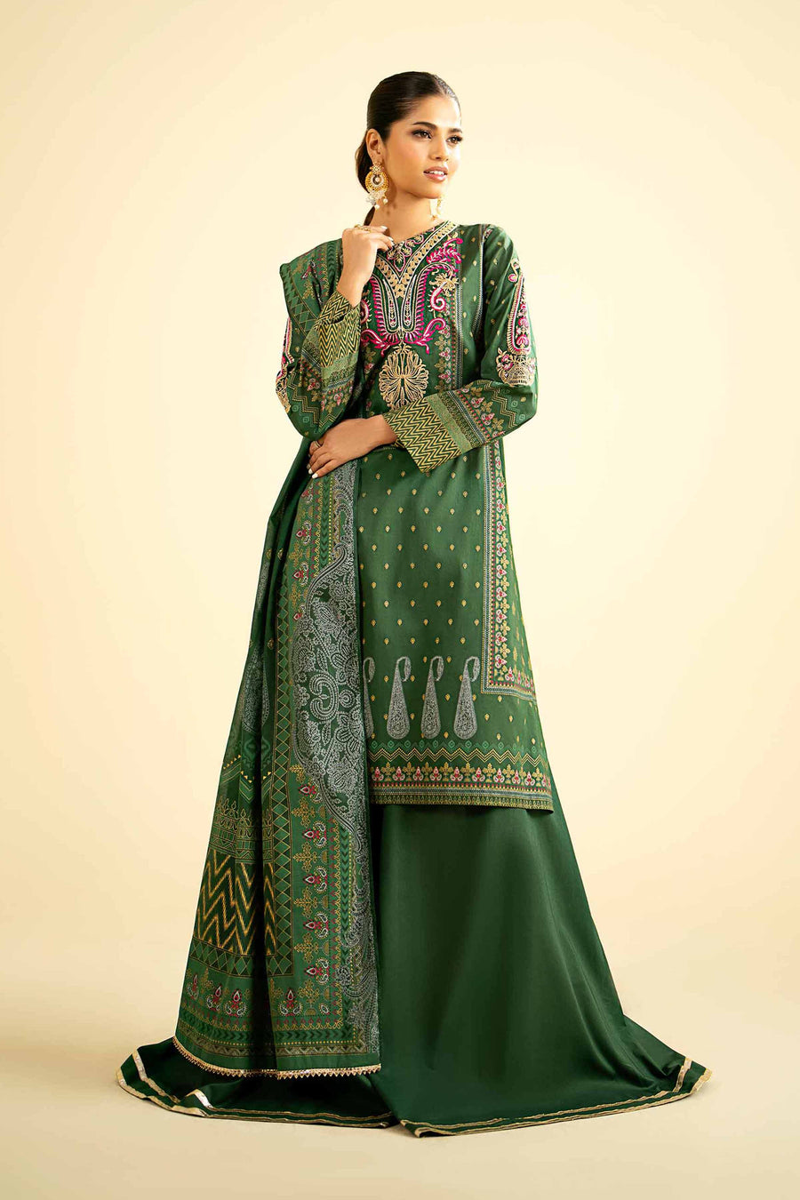 Nishat Festive Eid Embroidered Lawn Unstitched 3Pc Suit - 42401906