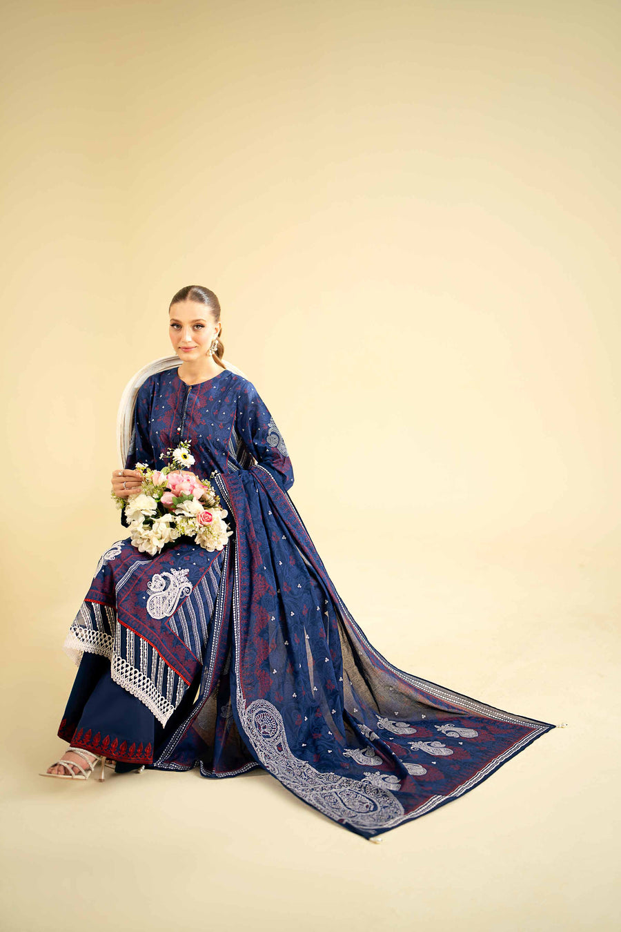 Nishat Festive Eid Embroidered Lawn Unstitched 3Pc Suit - 42401913