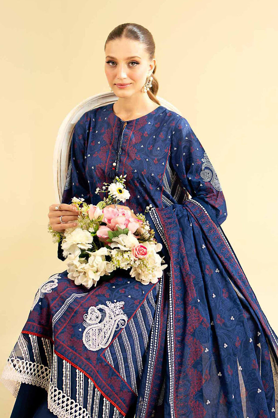 Nishat Festive Eid Embroidered Lawn Unstitched 3Pc Suit - 42401913