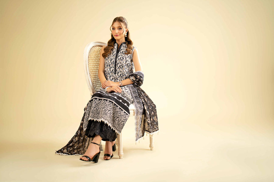 Nishat Festive Eid Embroidered Cambric Unstitched 3Pc Suit - 42401922