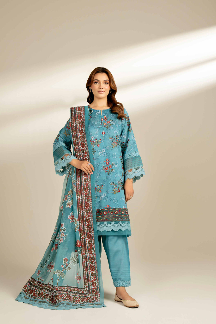 Nishat Fall Fantasy Embroidered Cambric Unstitched 3Pc Suit - 42402129