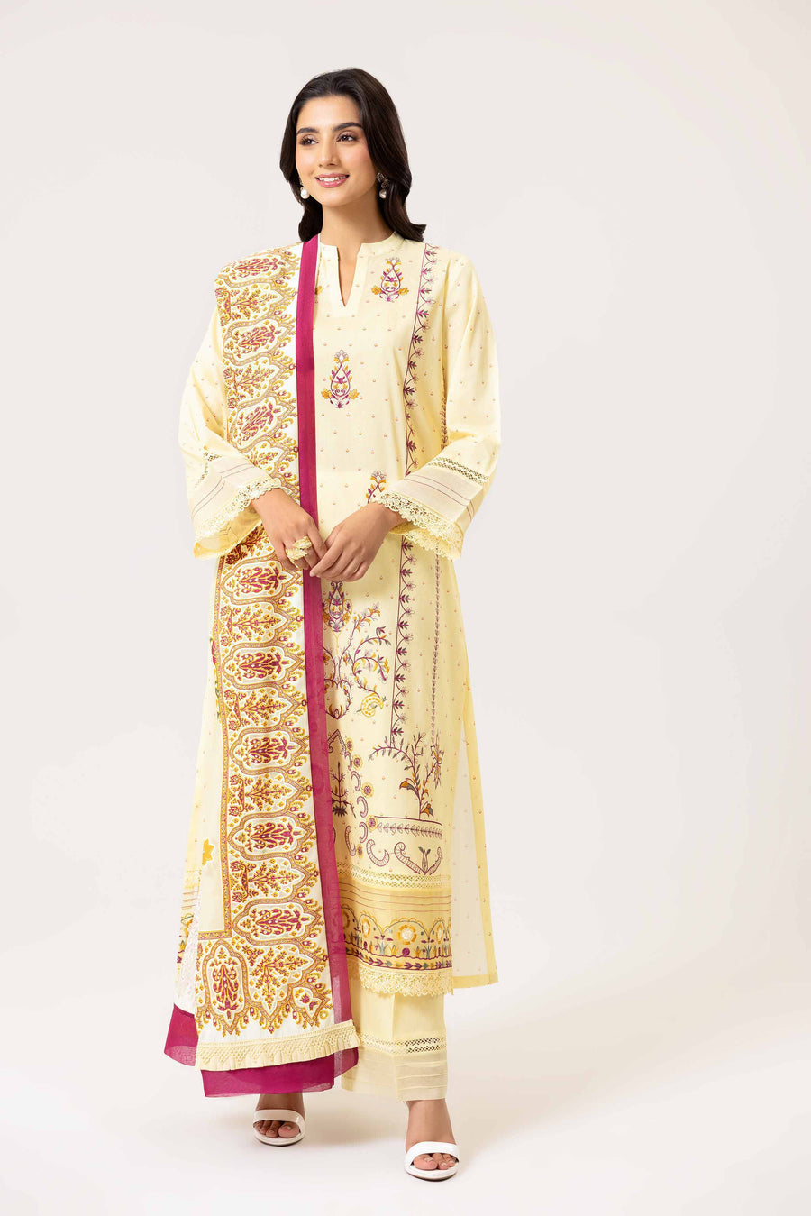Nishat Fall Fantasy Embroidered Cambric Unstitched 3Pc Suit - 42402130