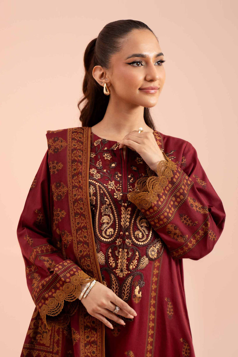 Nishat Fall Fantasy Embroidered Jacquard Unstitched 2Pc Suit - 42402155