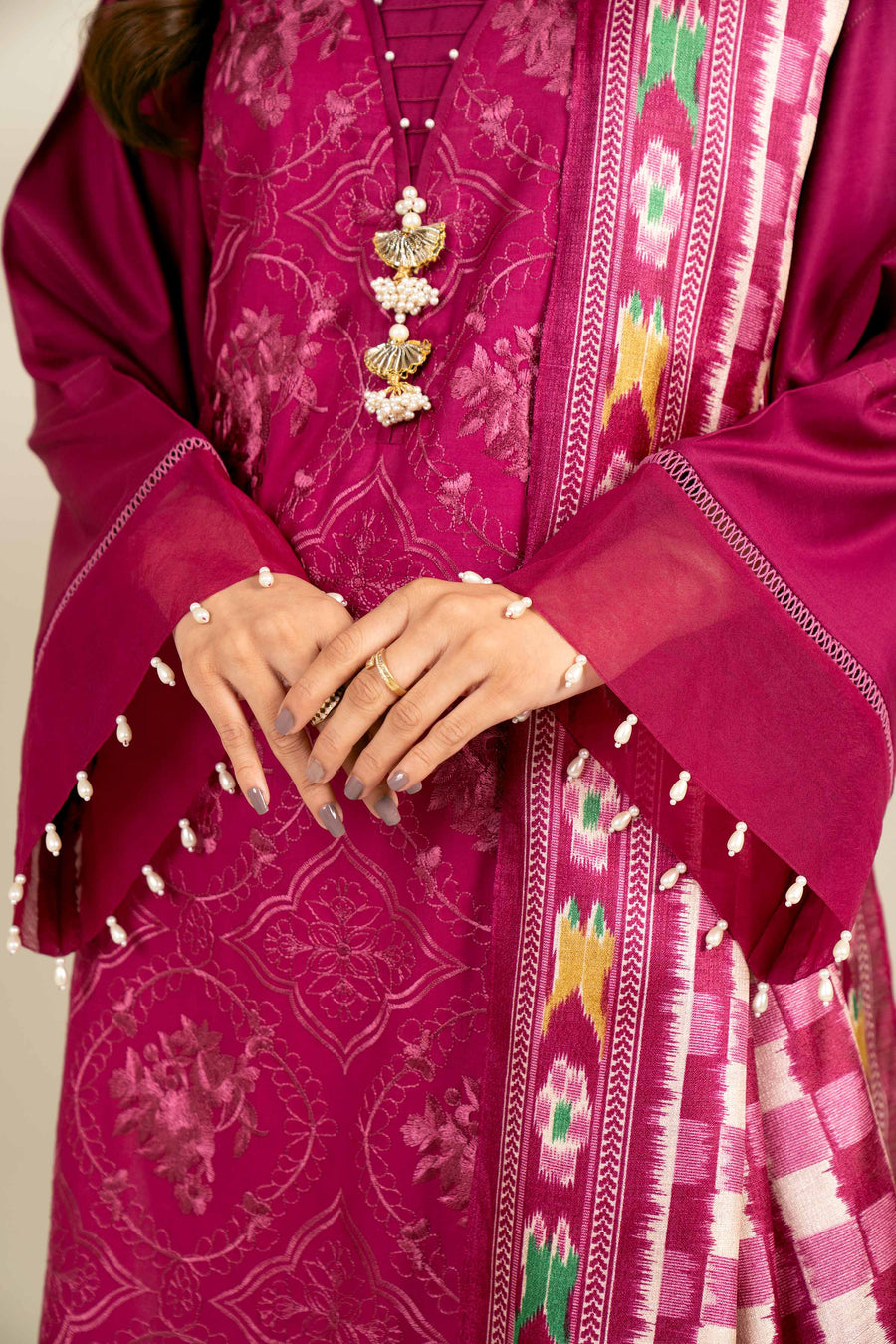 Nishat Fall Fantasy Embroidered Satin Unstitched 3Pc Suit - 42402180