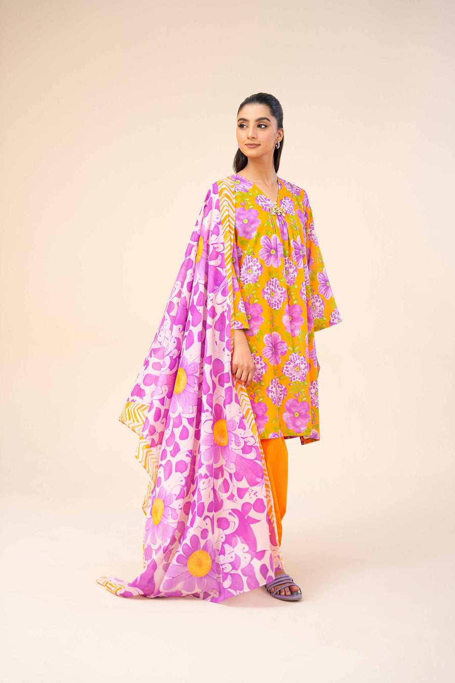 Nishat Festive Eid Printed Lawn Unstitched 3Pc Suit - 42403297