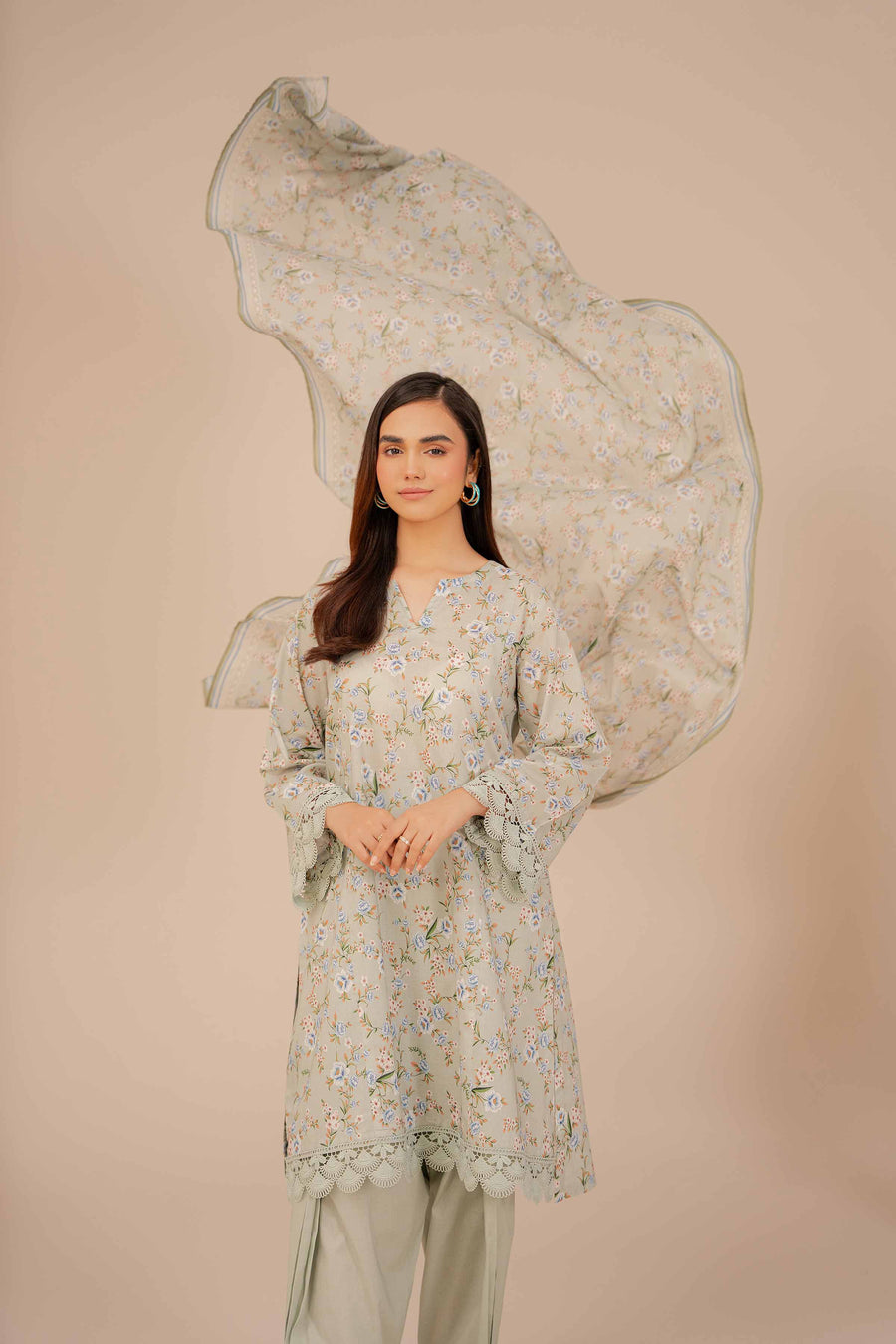 Nishat Festive Eid Printed Lawn Unstitched 3Pc Suit - 42403307