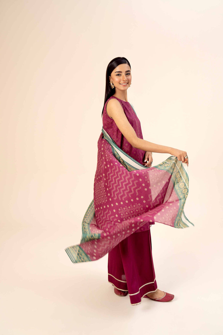 Nishat Festive Eid Gold Printed Lawn Unstitched 3Pc Suit - 42403310