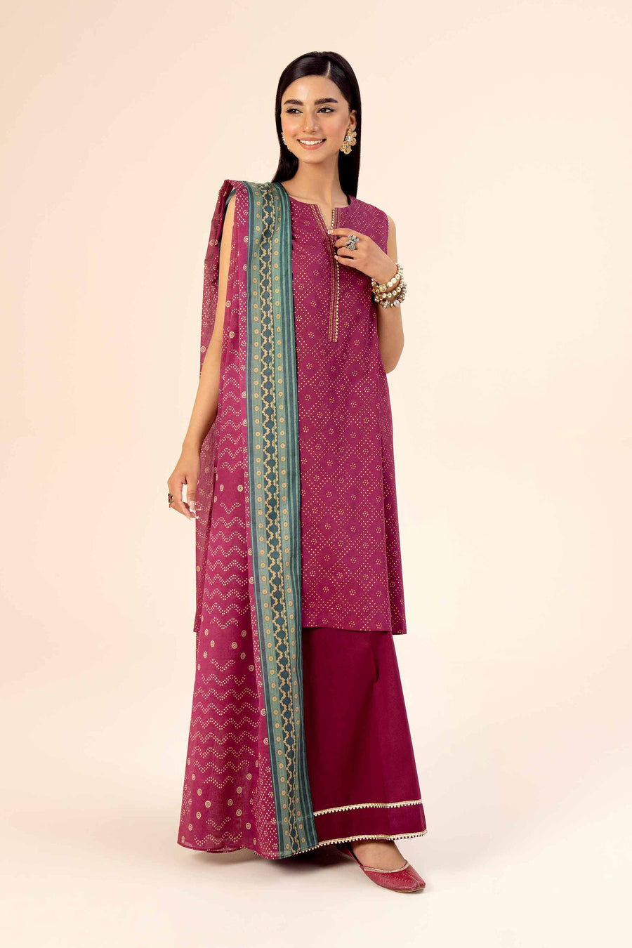 Nishat Festive Eid Gold Printed Lawn Unstitched 3Pc Suit - 42403310