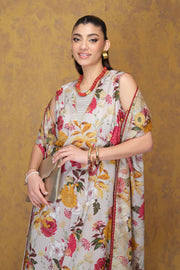 Nishat Festive Eid Gold Printed Lawn Unstitched 3Pc Suit - 42403313