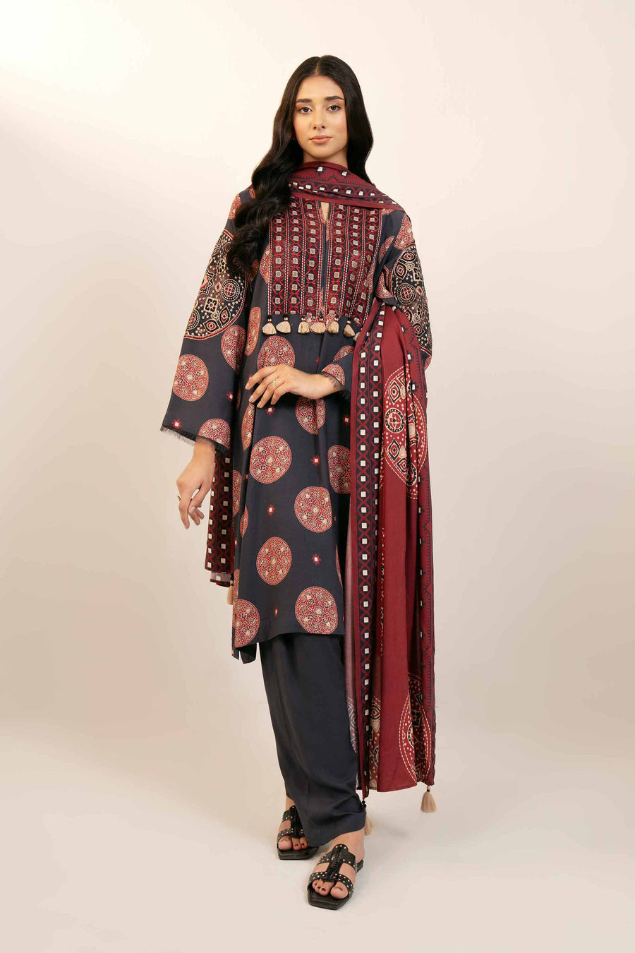 Nishat Any Day Embroidered Linen Unstitched 3Pc Suit - 42404102
