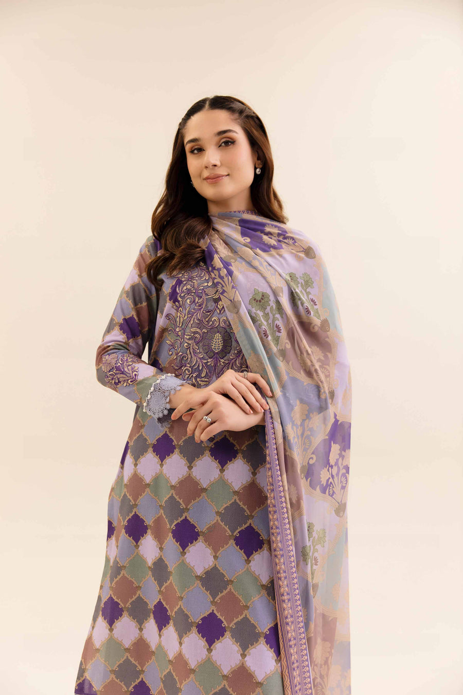 Nishat Any Day Embroidered Dobby Cotton Unstitched 3Pc Suit - 42404141