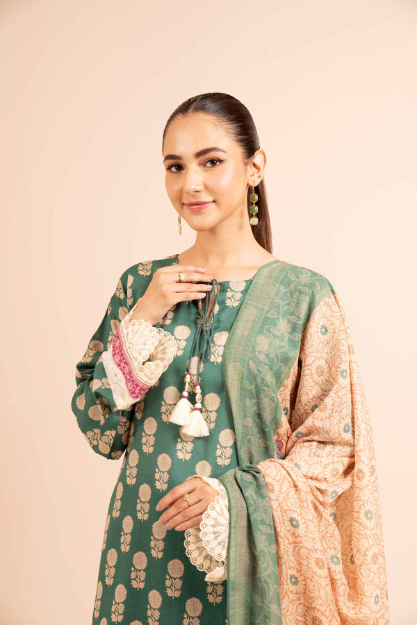 Nishat Any Day Printed Dobby Cotton Unstitched 3Pc Suit - 42404164