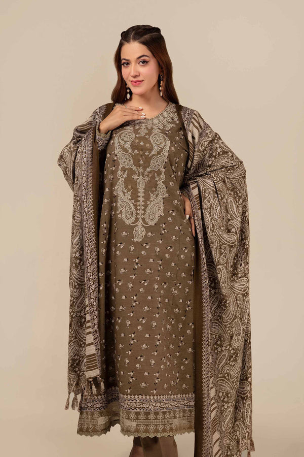Nishat Any Day Embroidered Khaddar Unstitched 3Pc Suit - 42404182