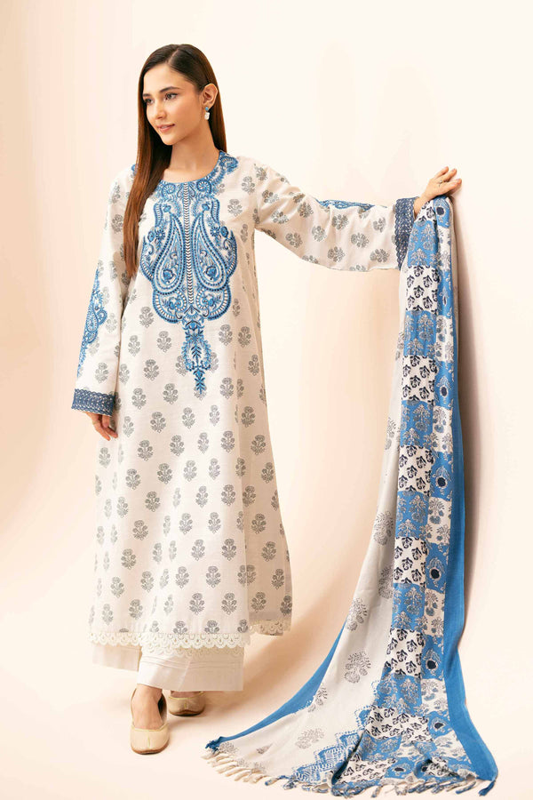 Nishat Any Day Embroidered Khaddar Unstitched 3Pc Suit - 42404184