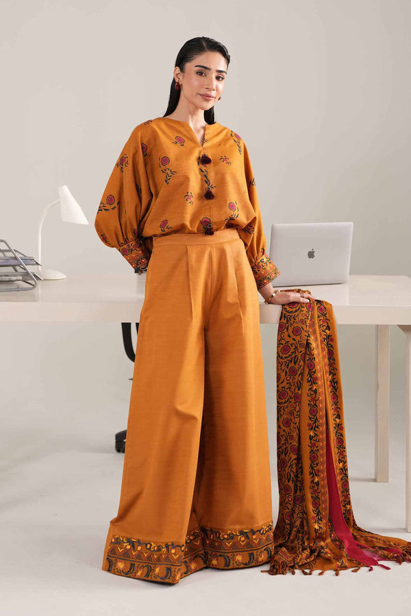 Nishat Any Day Embroidered Khaddar Unstitched 3Pc Suit - 42404186