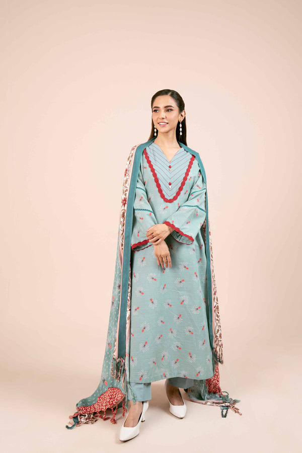 Nishat Any Day Printed Light Khaddar Unstitched 3Pc Suit - 42404192