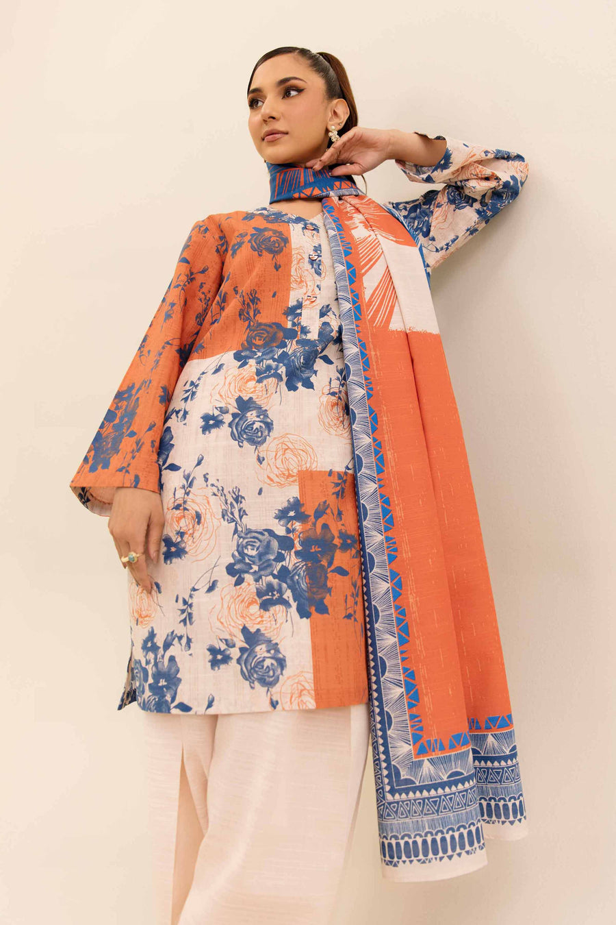 Nishat Any Day Printed Cotton Slub Unstitched 3Pc Suit - 42404217