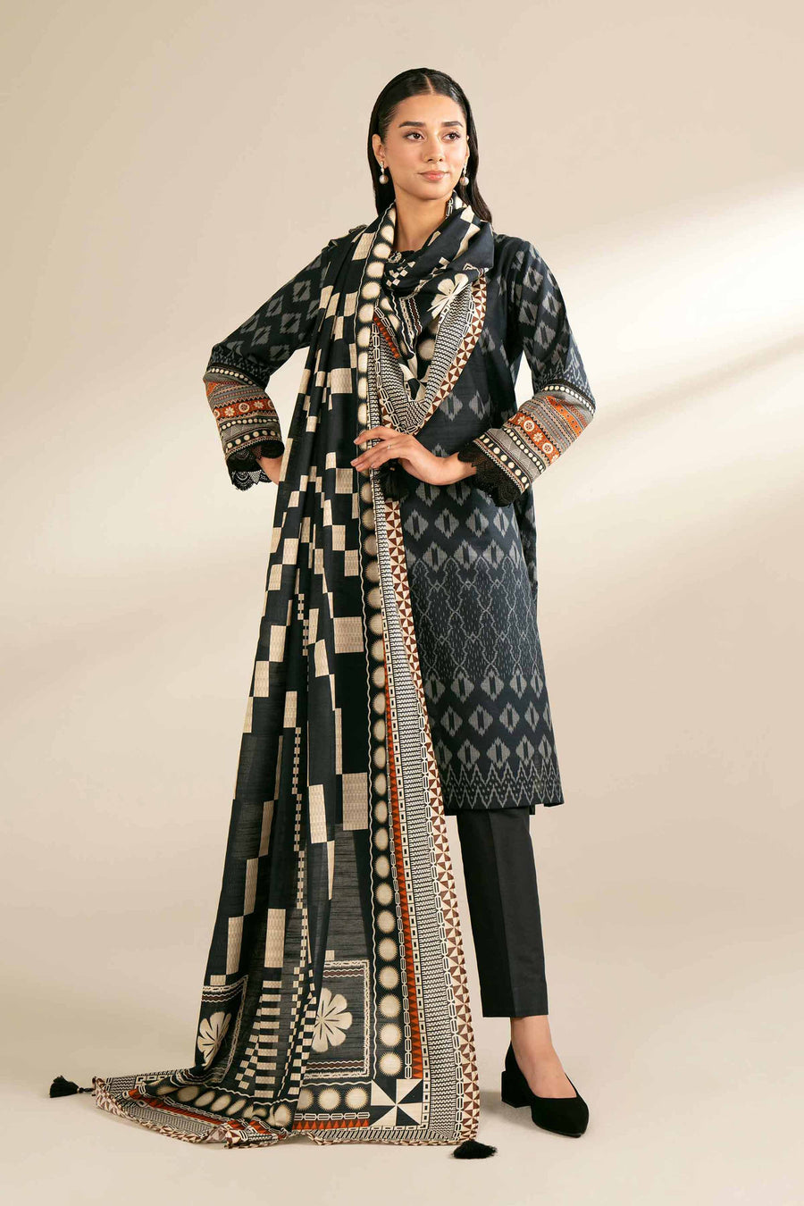 Nishat Any Day Printed Cotton Slub Unstitched 3Pc Suit - 42404229