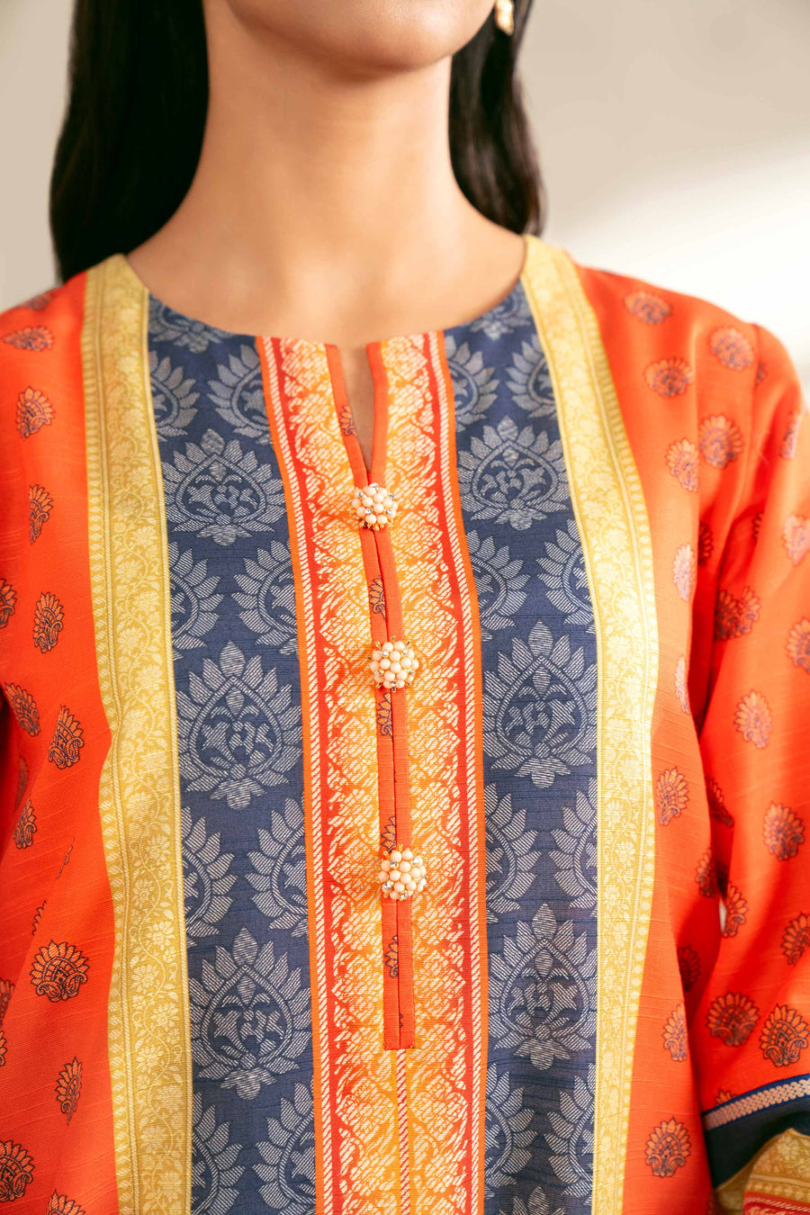 Nishat Any Day Printed Cotton Slub Unstitched 3Pc Suit - 42404230