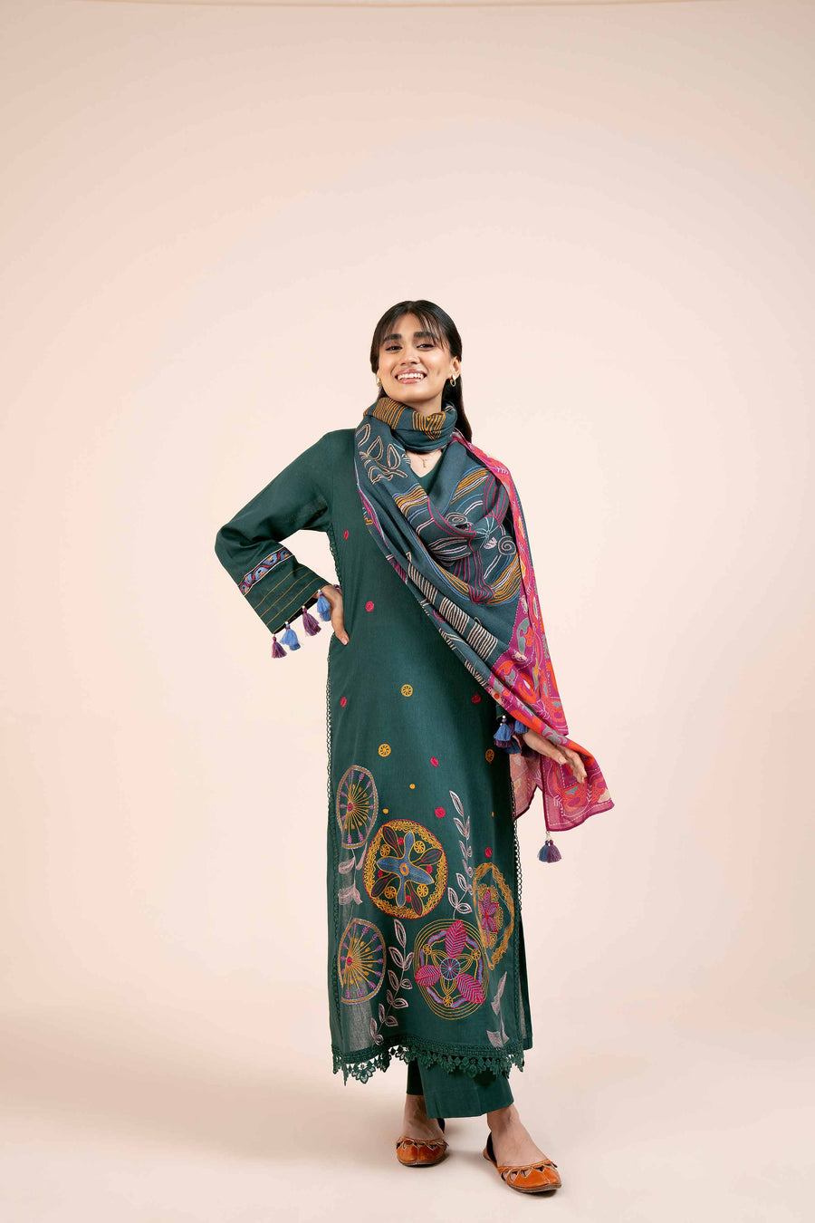 Nishat Any Day Embroidered Cotton Unstitched 3Pc Suit - 42404236