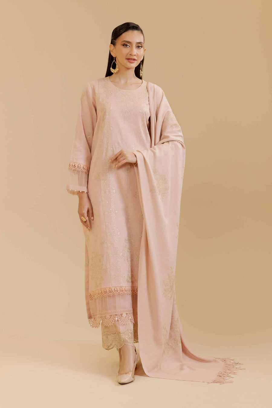 Nishat Winter Drop-2 Embroidered Cotton Unstitched 3Pc Suit - 42404297