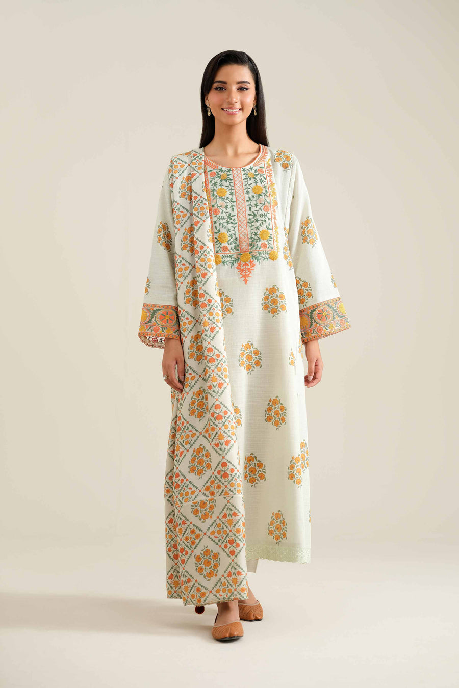 Nishat Winter Drop-2 Embroidered Khaddar Unstitched 2Pc Suit - 42404411