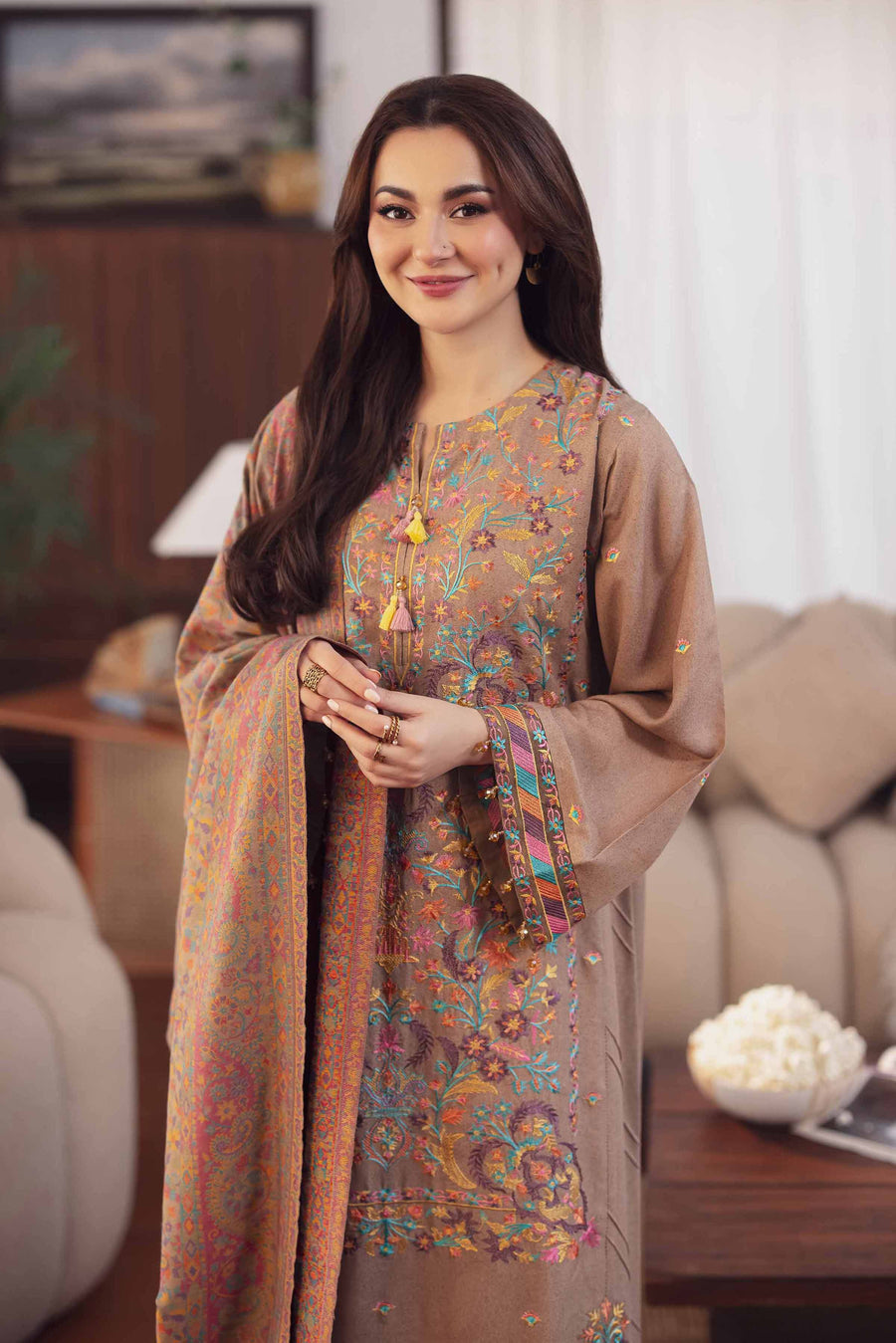 Nishat Winter Drop-2 Embroidered Karandi Unstitched 3Pc Suit - 42404509