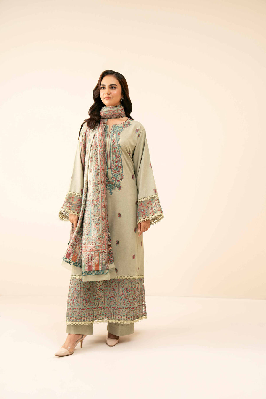 Nishat Winter Drop-2 Embroidered Karandi Unstitched 3Pc Suit - 42404513