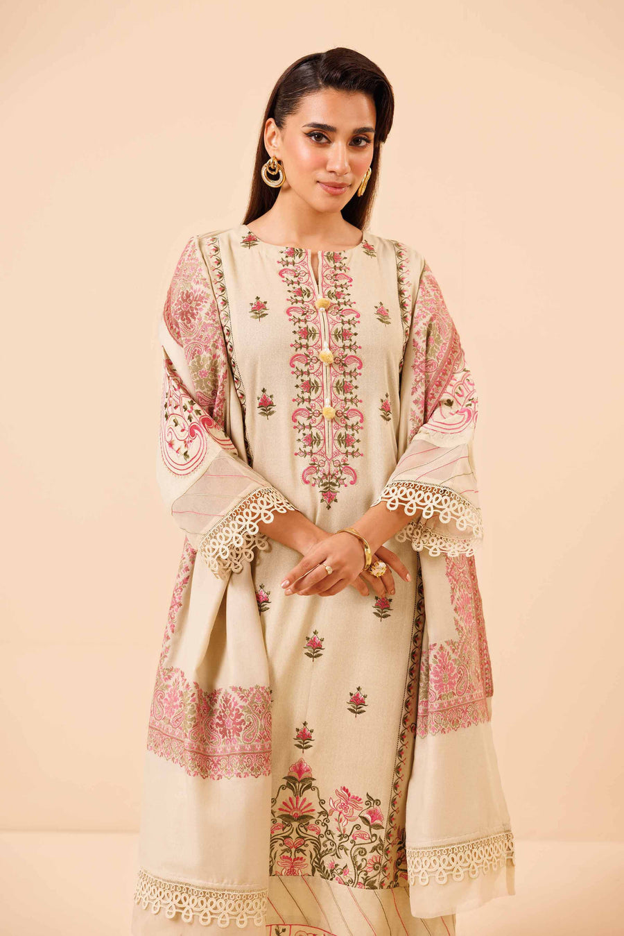 Nishat Winter Drop-2 Embroidered Karandi Unstitched 3Pc Suit - 42404516