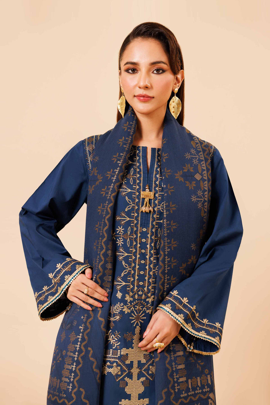 Nishat Winter Drop-2 Embroidered Satin Unstitched 3Pc Suit - 42404536
