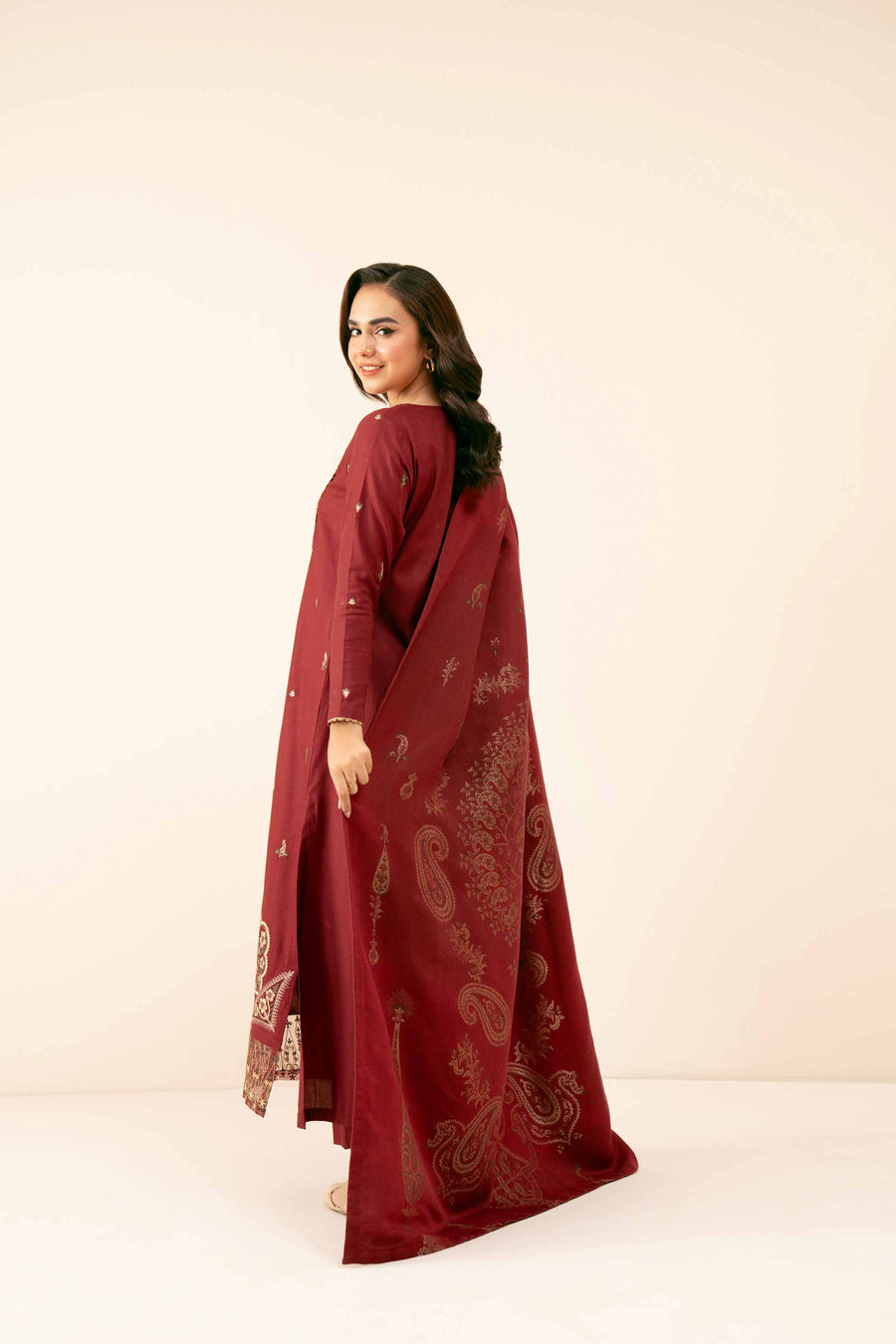 Nishat Winter Drop-2 Embroidered Satin Unstitched 3Pc Suit - 42404543