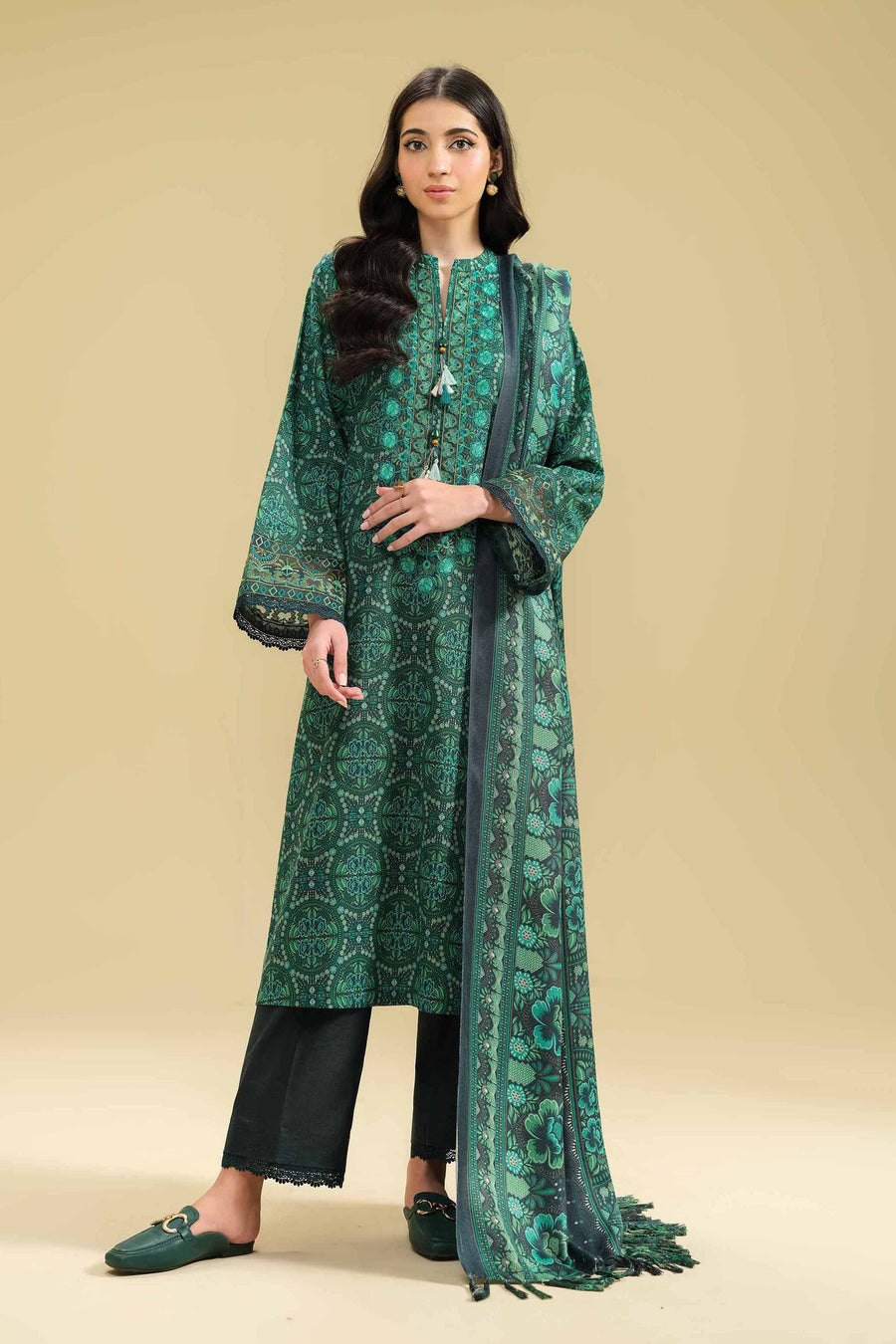 Nishat Winter Drop-2 Embroidered Karandi Unstitched 3Pc Suit - 42404595