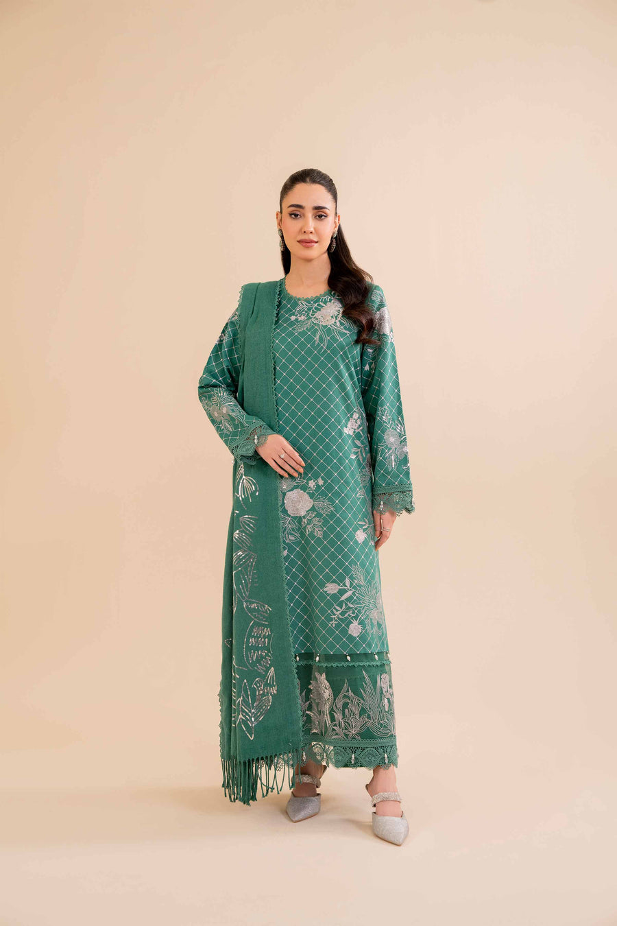 Nishat Winter Drop-2 Embroidered Khaddar Unstitched 3Pc Suit - 42404601