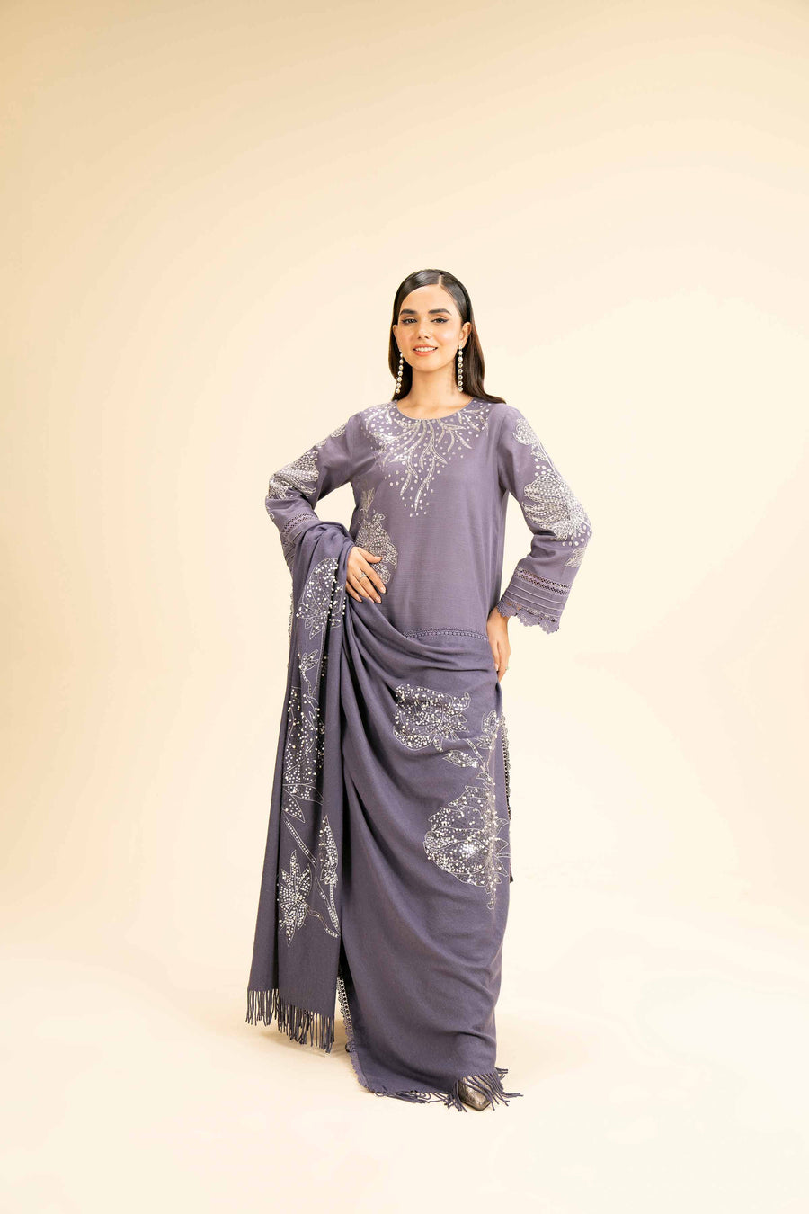 Nishat Winter Drop-2 Embroidered Khaddar Unstitched 3Pc Suit - 42404602