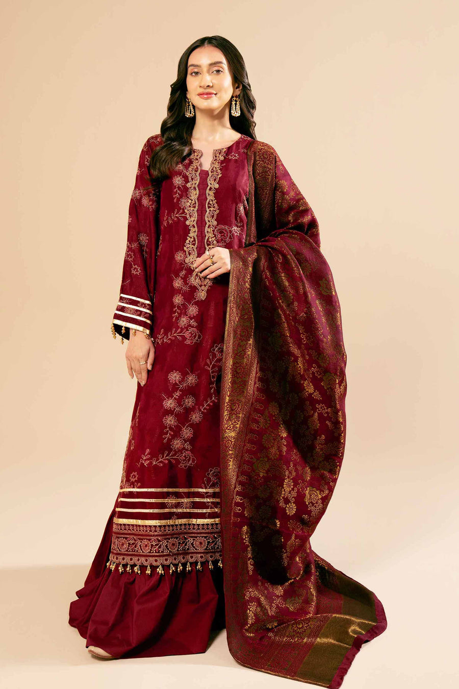 Nishat Winter Drop-2 Embroidered Jacquard Unstitched 3Pc Suit - 42404619