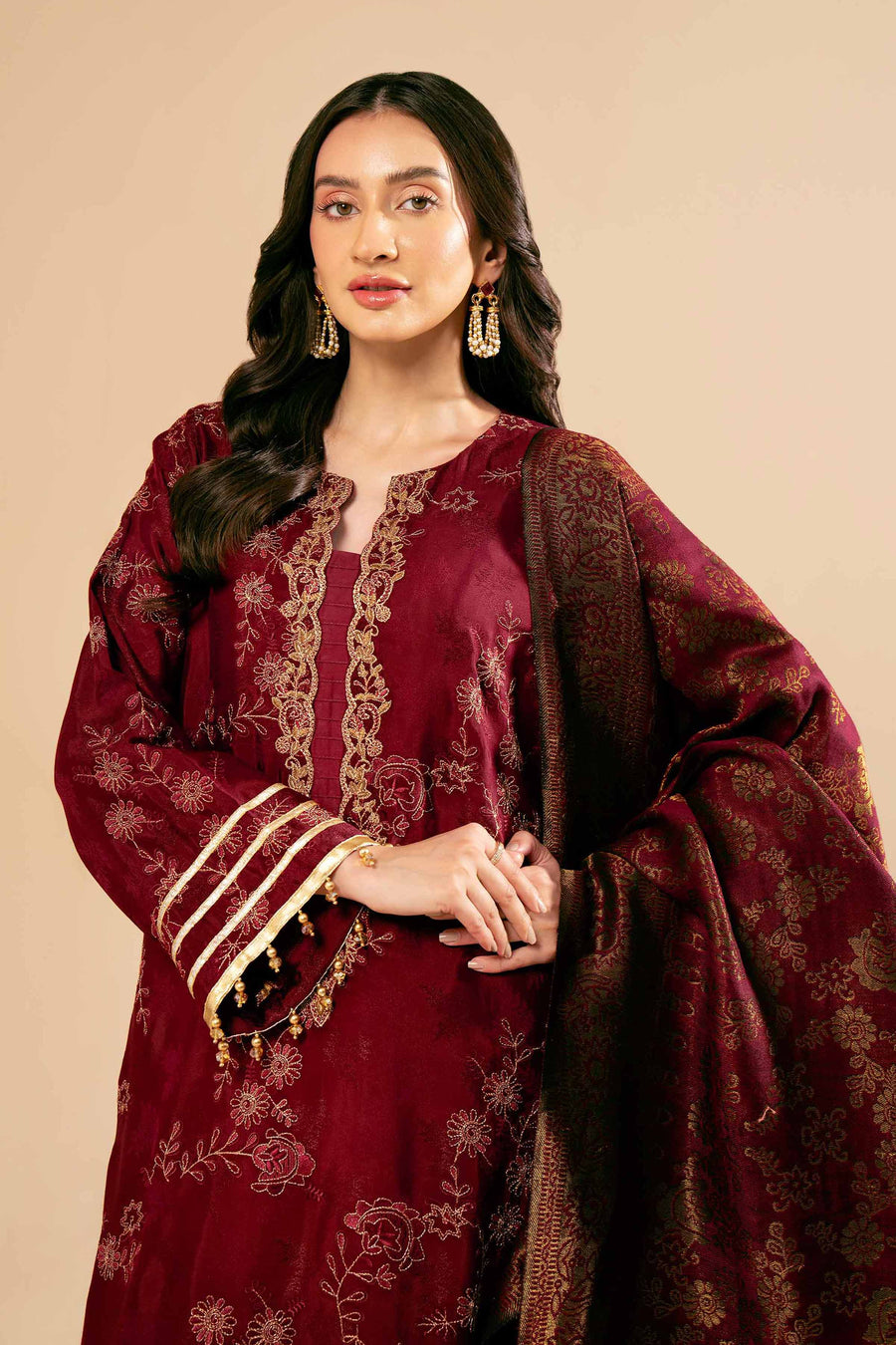 Nishat Winter Drop-2 Embroidered Jacquard Unstitched 3Pc Suit - 42404619