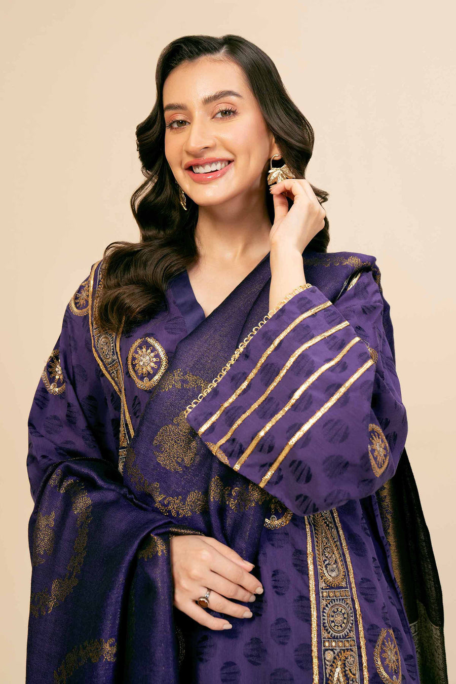 Nishat Winter Drop-2 Embroidered Jacquard Unstitched 3Pc Suit - 42404622